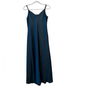 House of Harlow Dark Green Satin Sleeveless Midi Slip Dress Small Cocktail Party